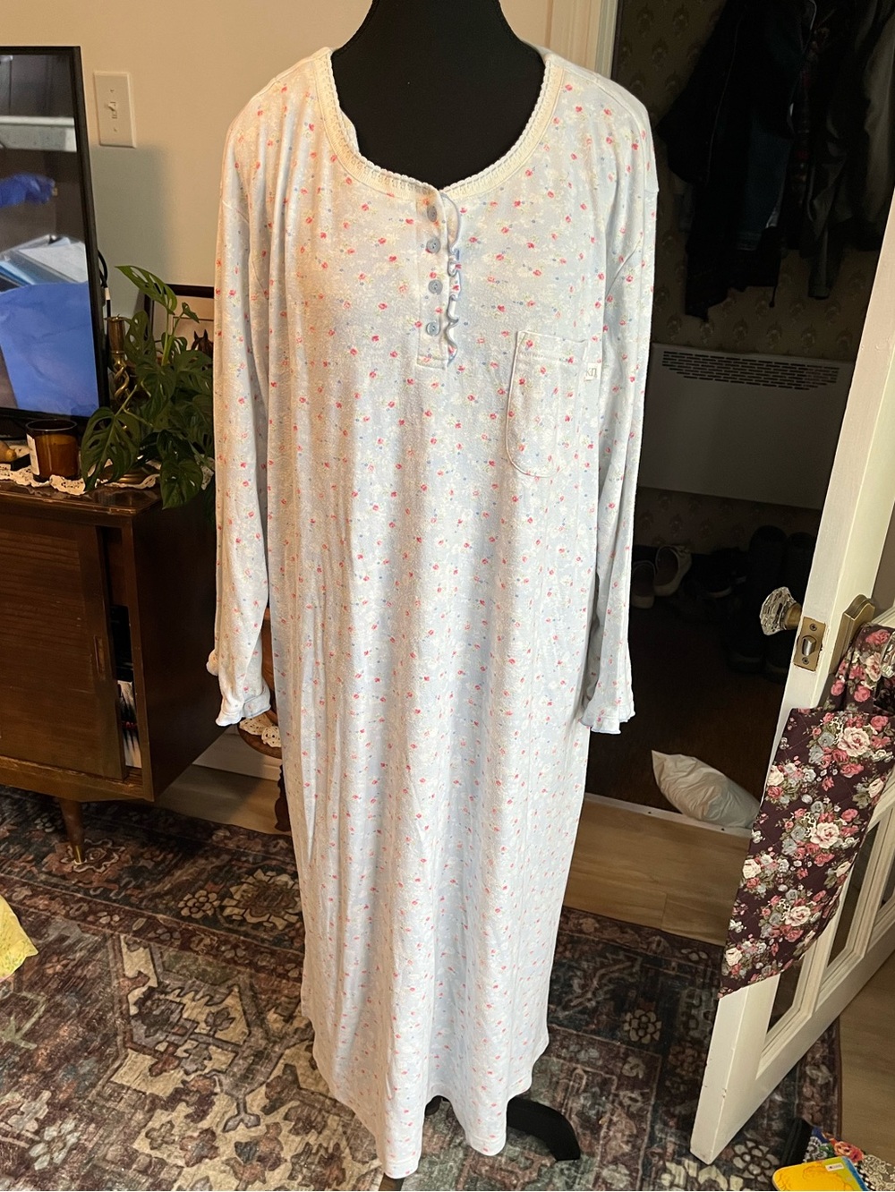 Y2K Karen Neuburger Classic Long Sleeve Nightgown Nightdress - 1X